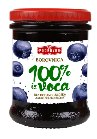НАМАЗ ПОДРАВКА 100% ОВОШЈЕ СО ВКУС НА БОРОВНИЦА 220 ГР
